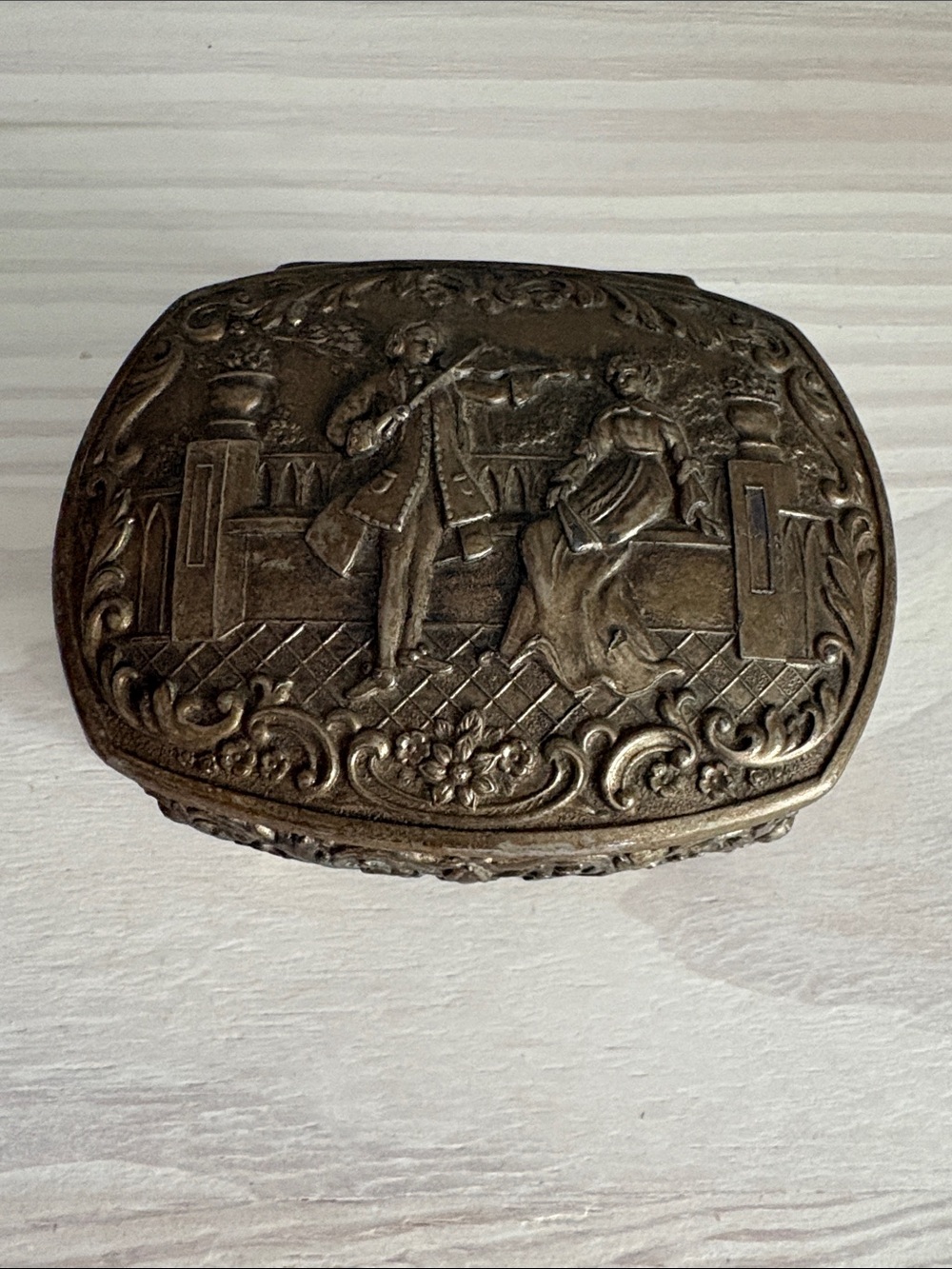 Vintage Japanese Footed Metal Trinket or Jewelry Box